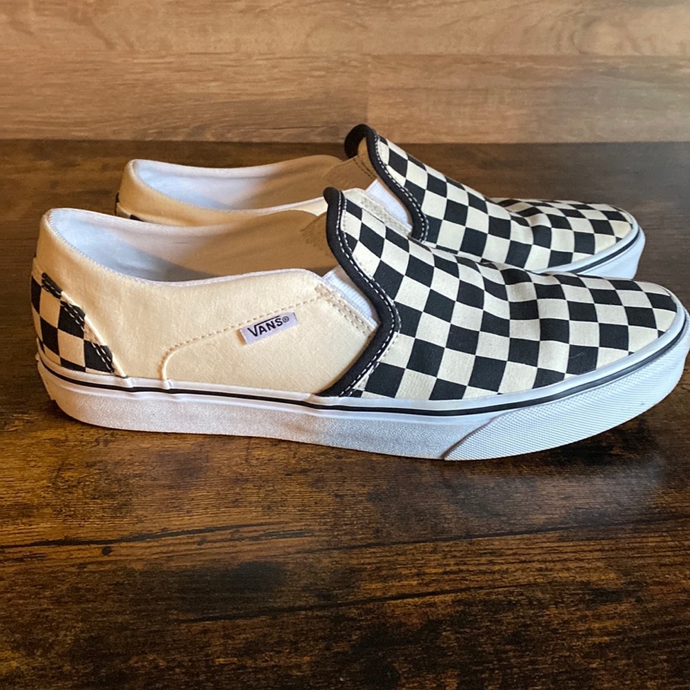 Cream and Black Checkered Vans